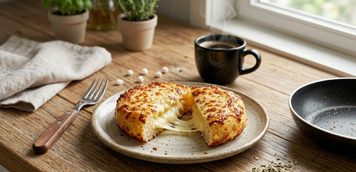Pão de Queijo de Frigideira Fit: Lanche Rápido em 5 Minutos